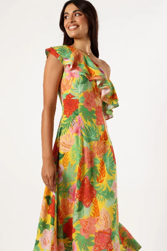 Kalama One Shoulder Midi Dress - Leilani Print