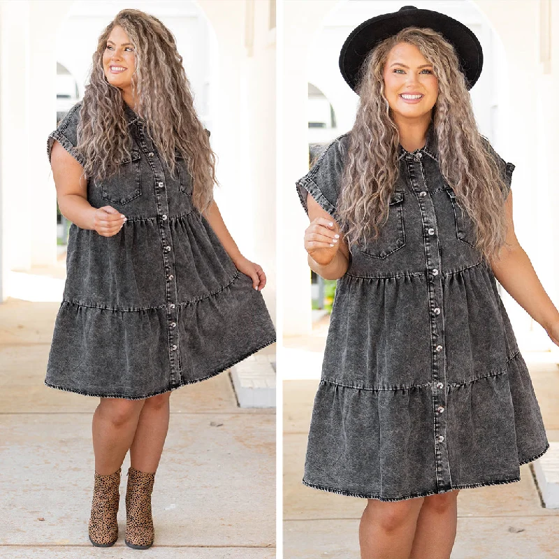 Lost In A Daze Dress, Charcoal