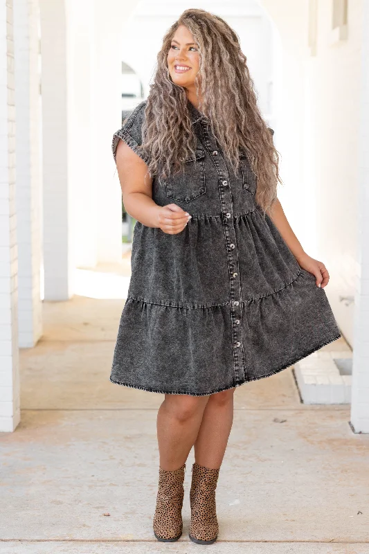 Lost In A Daze Dress, Charcoal