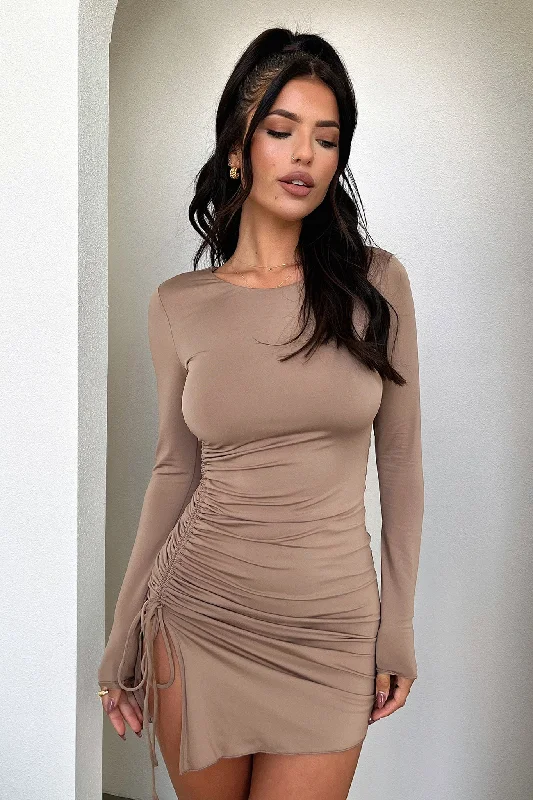 Mayla Long Sleeve Dress - Brown