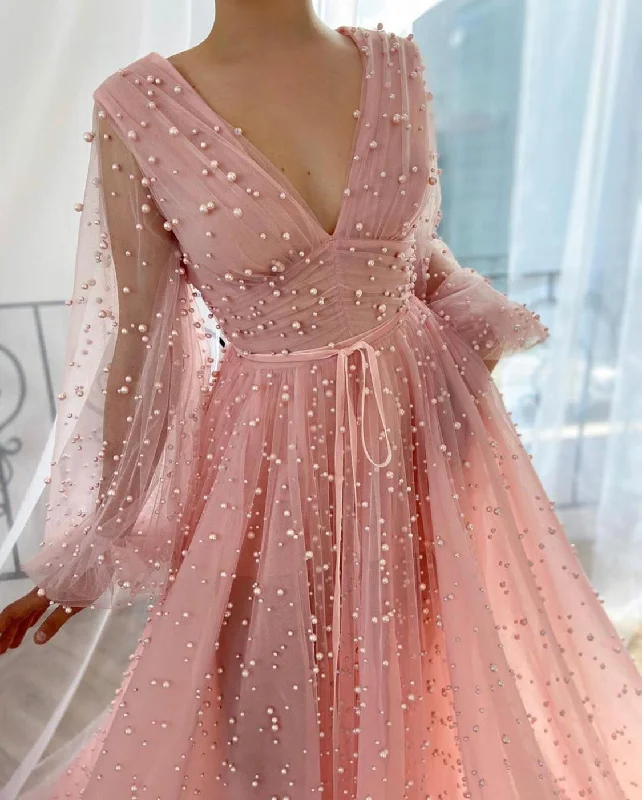 Pink Mimosa Beaded Gown