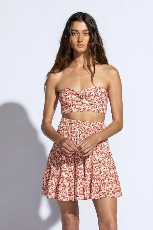 Rebecca Red Floral Two Piece Dress Set