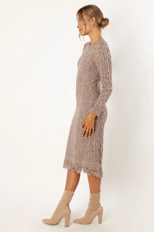 Roberta Long Sleeve Knit Dress - Grey