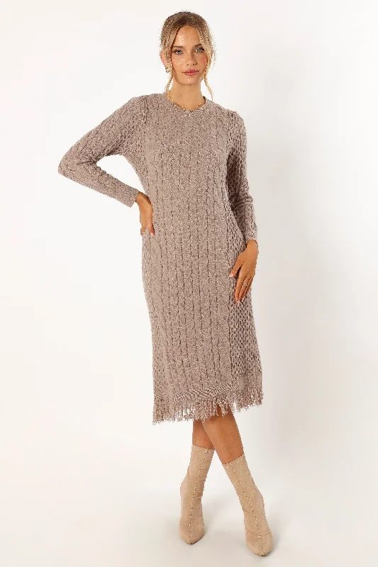 Roberta Long Sleeve Knit Dress - Grey