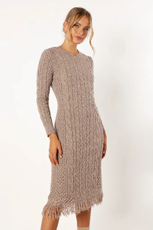 Roberta Long Sleeve Knit Dress - Grey