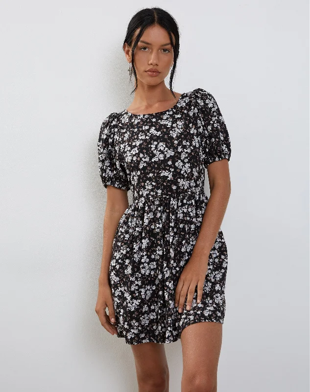 Senza Mini Dress in Dark Wild Flower