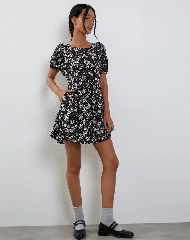 Senza Mini Dress in Dark Wild Flower