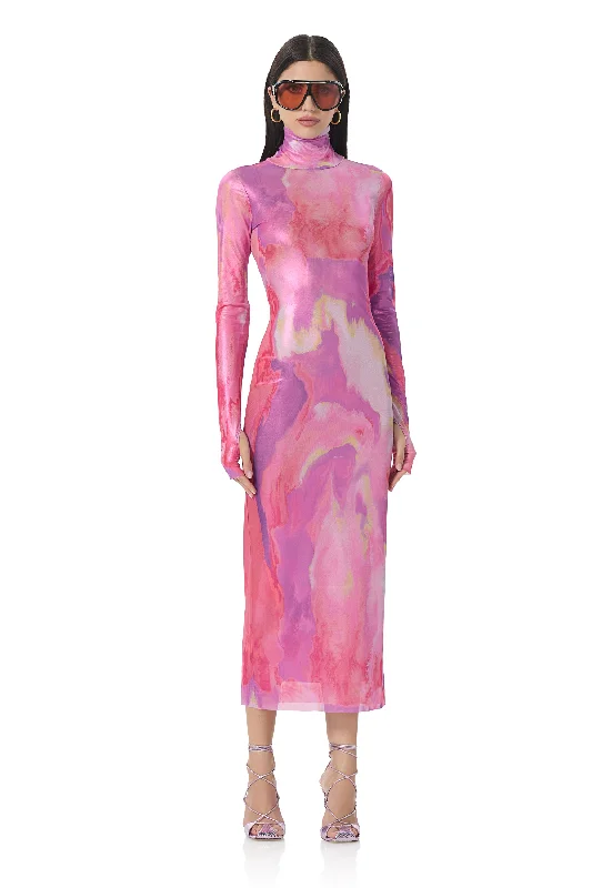 Shailene Metallic Dress - Painted Orchid