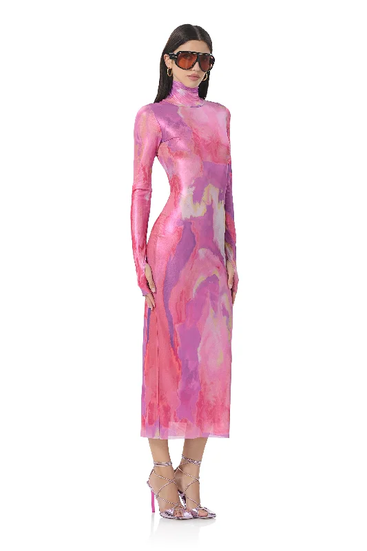 Shailene Metallic Dress - Painted Orchid