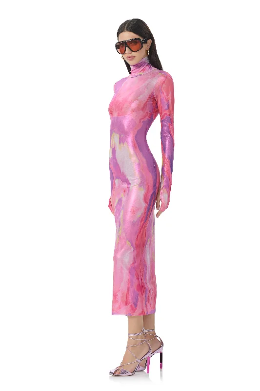 Shailene Metallic Dress - Painted Orchid