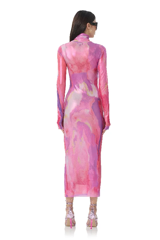 Shailene Metallic Dress - Painted Orchid