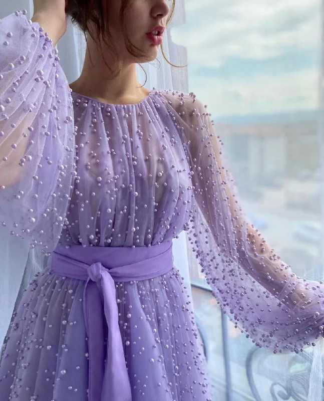 Shiny Purple Beaded Gown