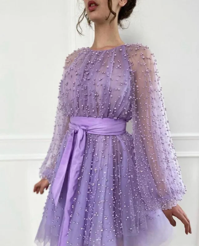 Shiny Purple Beaded Gown