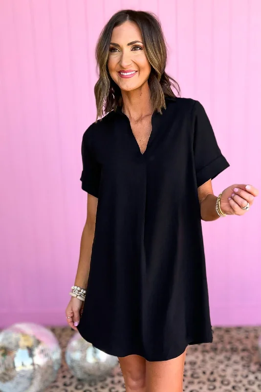 SSYS Black Collared Crepe Dress