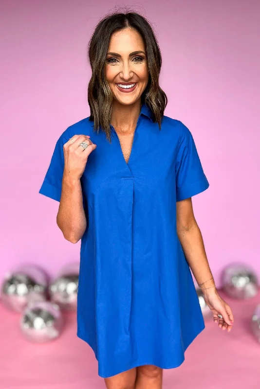 SSYS Royal Blue Collared Poplin Dress