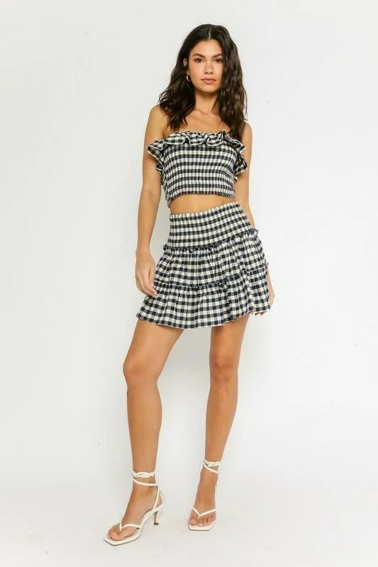 Take Me With You Navy Gingham Two-Piece Dress