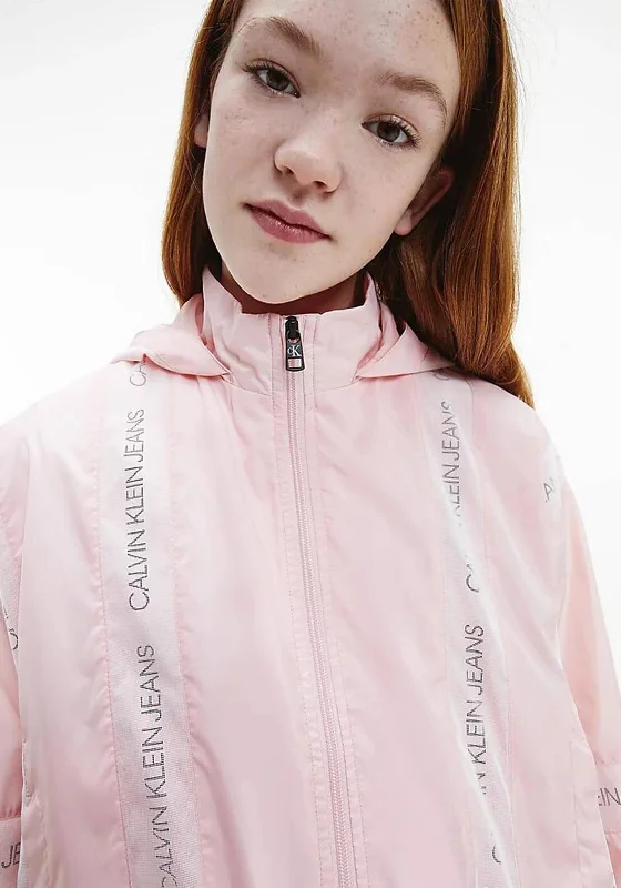 Calvin Klein Girls Mesh Insert Logo Windbreaker, Rose