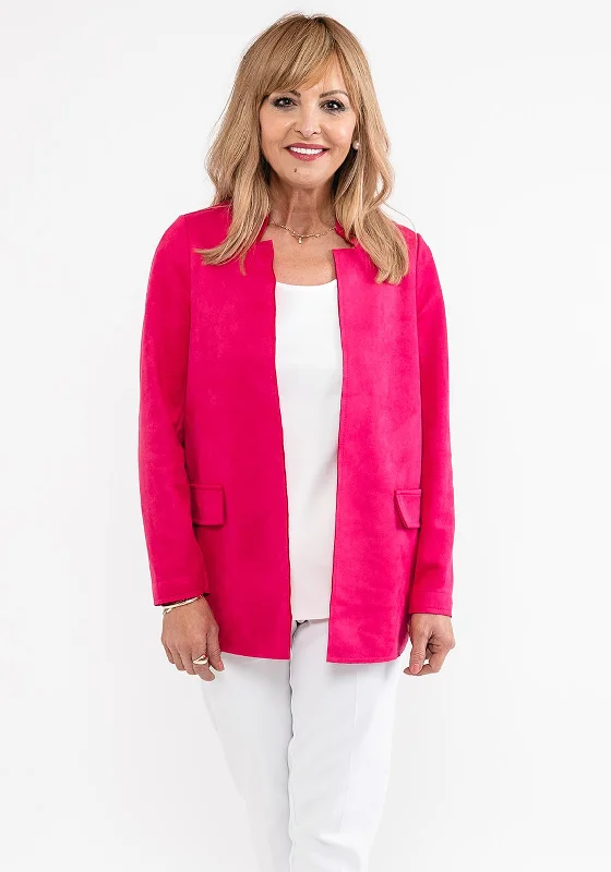 d.e.c.k. by Decollage Faux Suede Open Jacket, Fuchsia