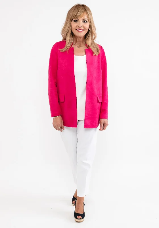 d.e.c.k. by Decollage Faux Suede Open Jacket, Fuchsia