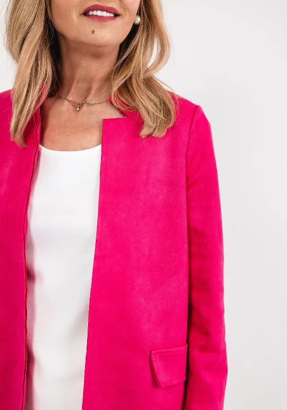 d.e.c.k. by Decollage Faux Suede Open Jacket, Fuchsia