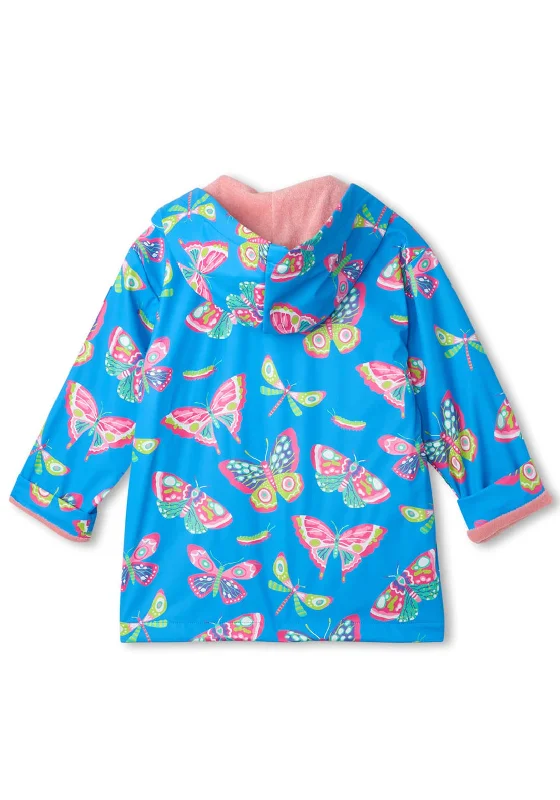 Hatley Butterflies Fleece Lined Raincoat, Blue