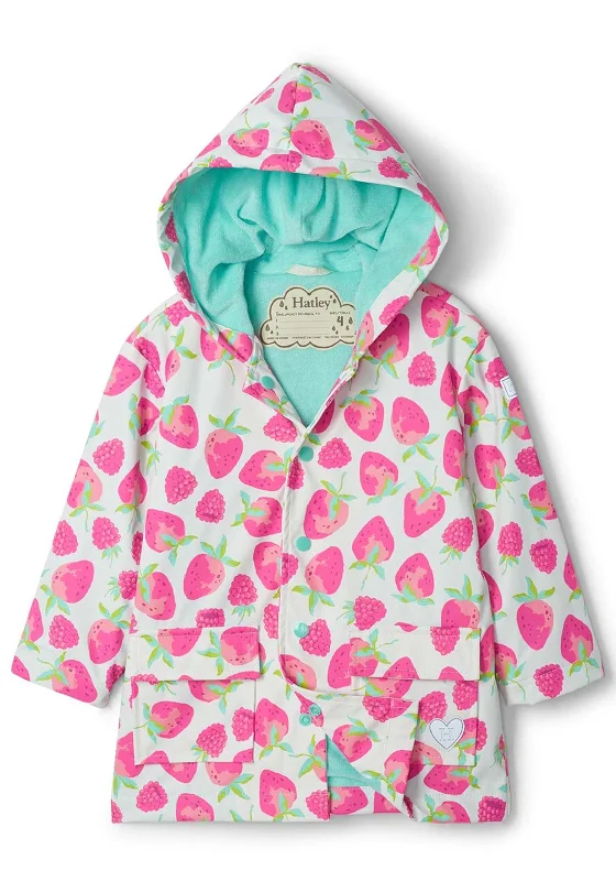 Hatley Girls Delicious Berries Raincoat, White