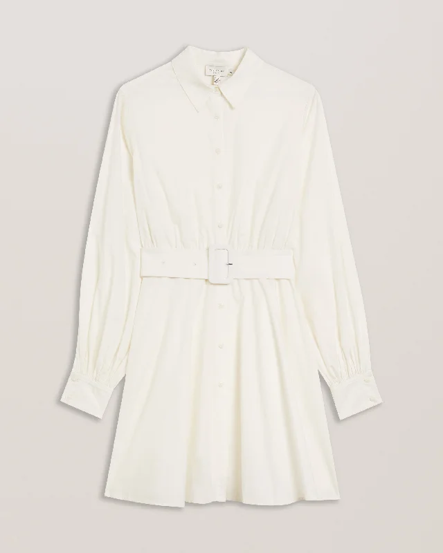 Jurua Long Sleeve Shirt Mini Dress White