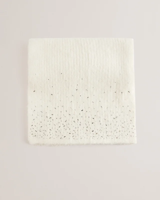 Keriisa Rhinestone Detail Knitted Scarf Cream