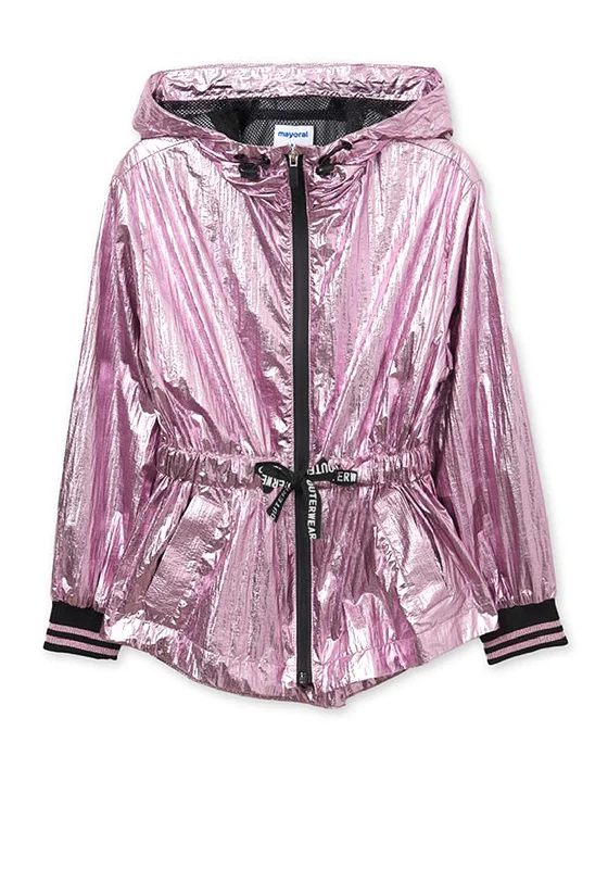 Mayoral Girls Lightweight Metallic Windbreaker, Pink