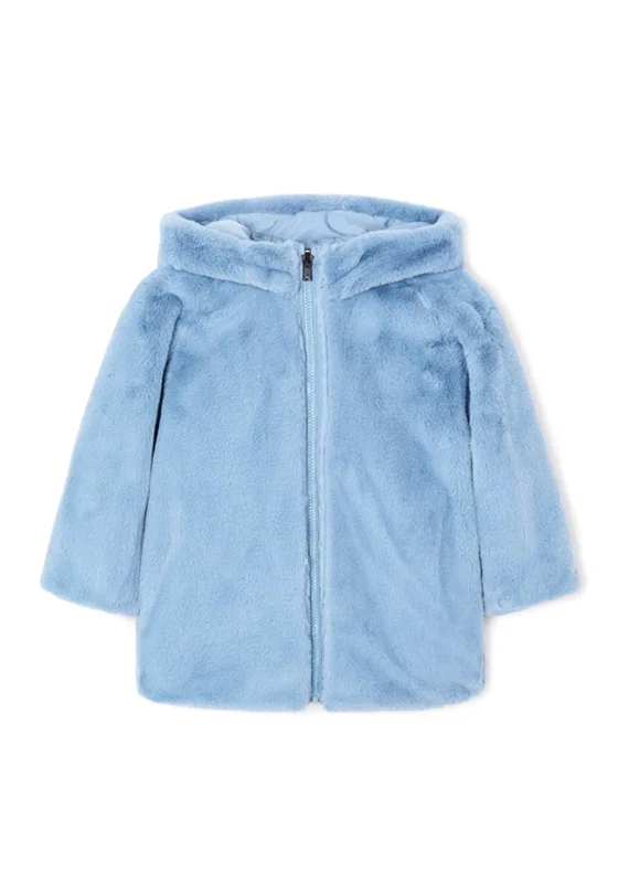 Mayoral Girl Reversible Hooded Jacket, Ocean Blue