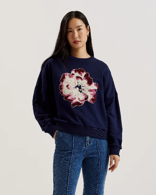 Raynahh Graphic Floral Sweatshirt Navy