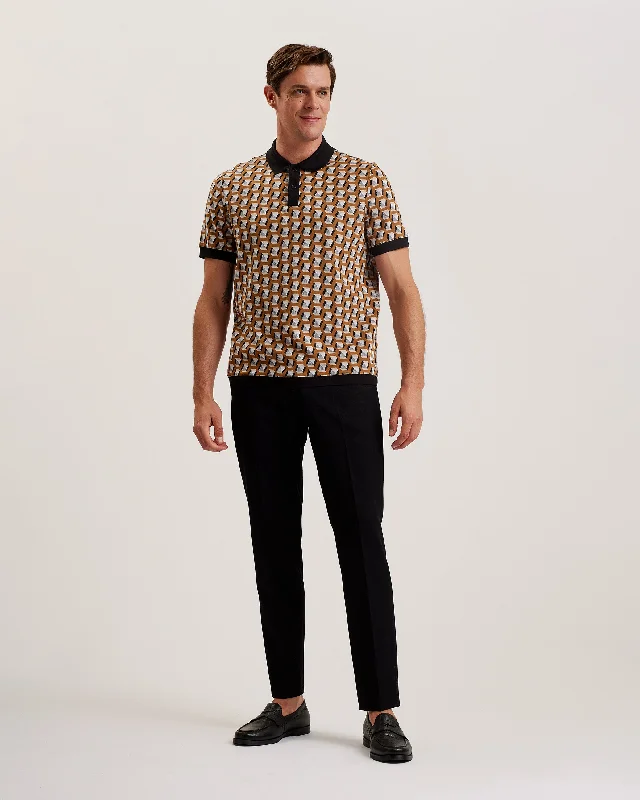 Ritter Ss Geometric Jacquard Polo Brown