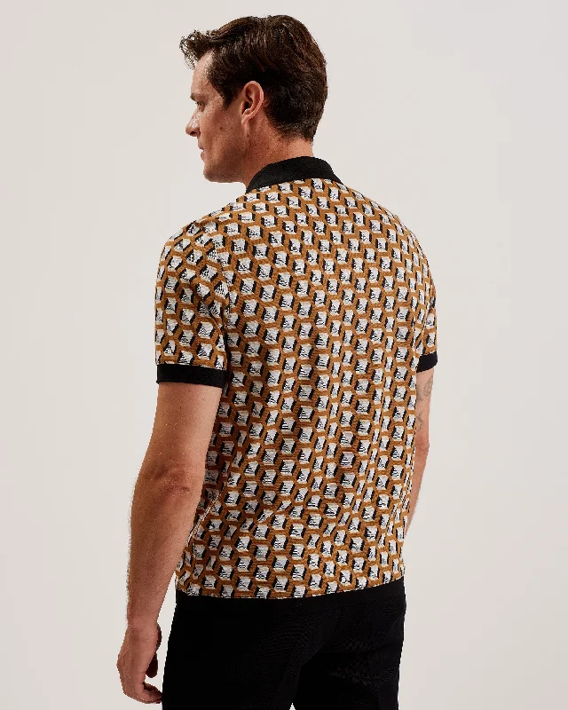 Ritter Ss Geometric Jacquard Polo Brown