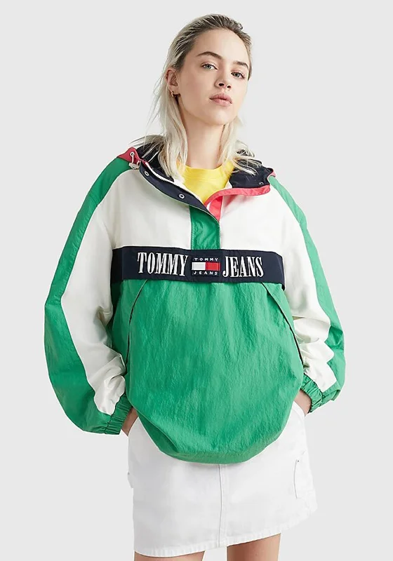 Tommy Jeans Chicago Archive Windbreaker, Coastal Green Multi