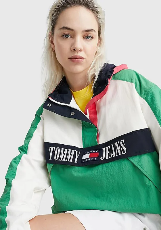 Tommy Jeans Chicago Archive Windbreaker, Coastal Green Multi