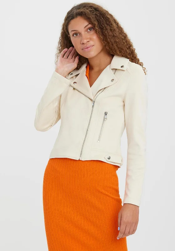 Vero Moda Jose Faux Suede Biker Jacket, Birch