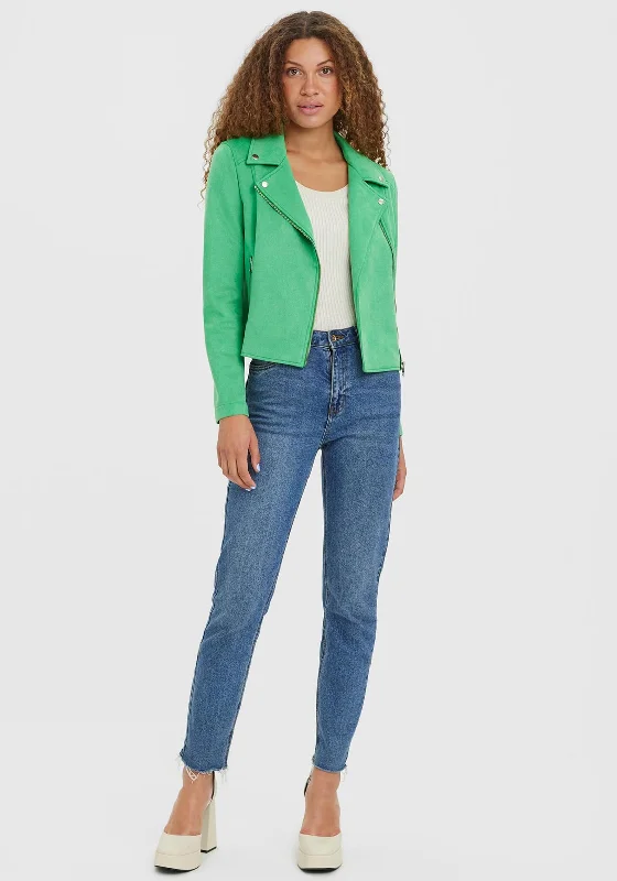 Vero Moda Jose Faux Suede Biker Jacket, Bright Green