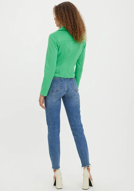 Vero Moda Jose Faux Suede Biker Jacket, Bright Green