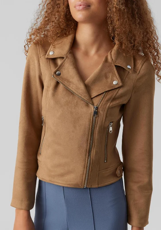 Vero Moda Jose Faux Suede Biker Jacket, Tigers Eye