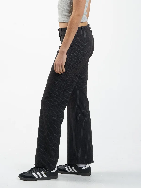 Brit Pinstripe Pant - Charcoal