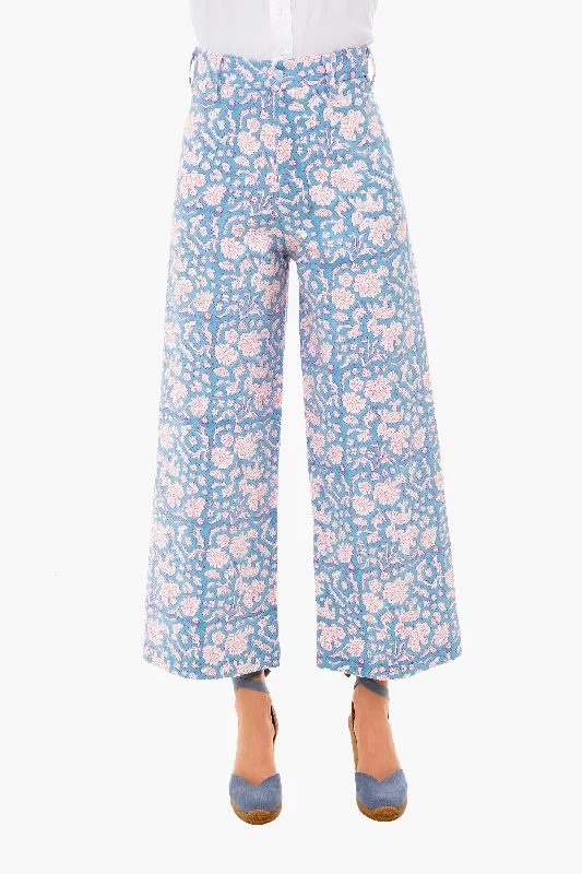 Cornflower Blue Nila Print Disco Pant