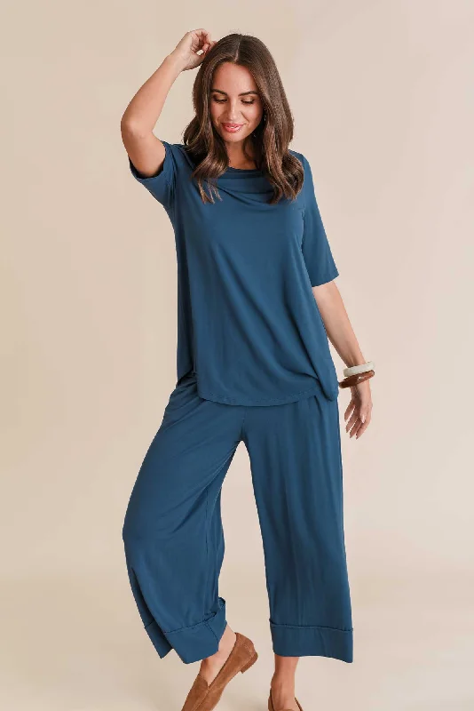 Lena Deep Blue Micro Modal Resort Pants