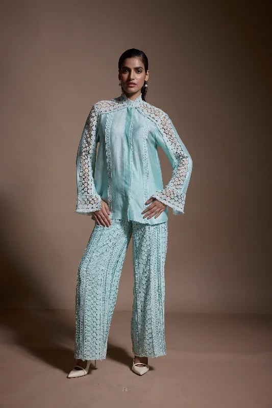 Mint Blue Lace Pant