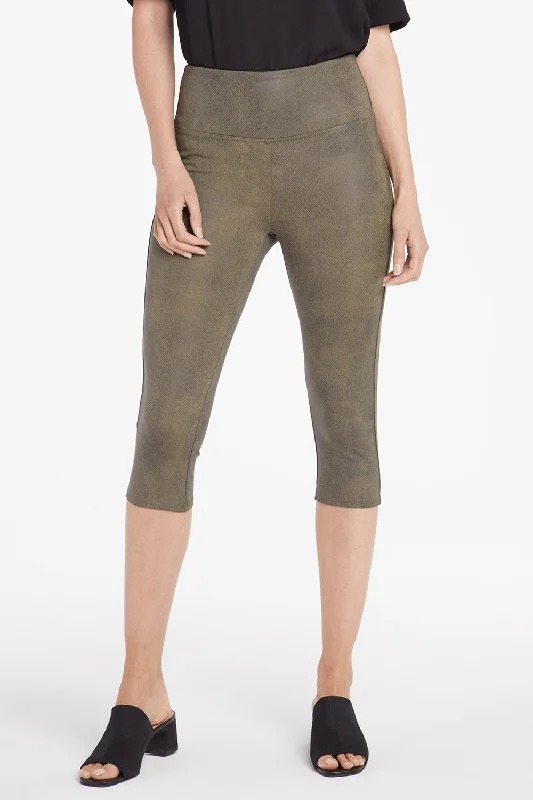 Pull-on Skinny Legging Capri Pants - Moss