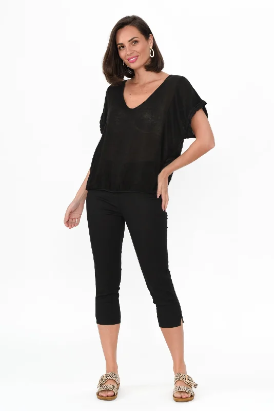 Reed Black Stretch Cotton Capri Pants