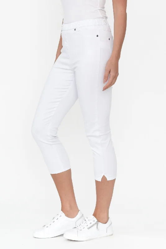 Reed White Stretch Cotton Capri Pants