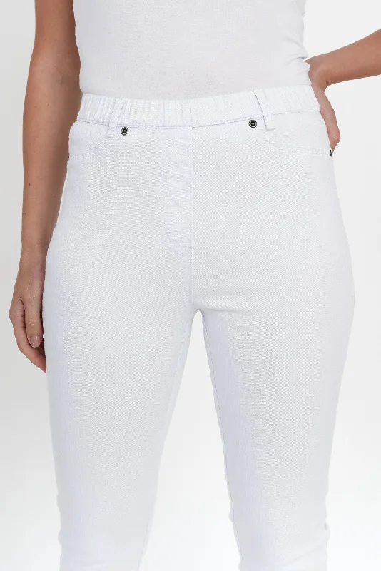 Reed White Stretch Cotton Capri Pants