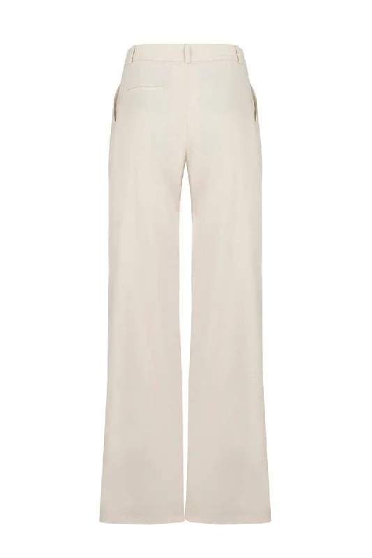 SANDY BEIGE TAILORED WIDE-LEG PANTS