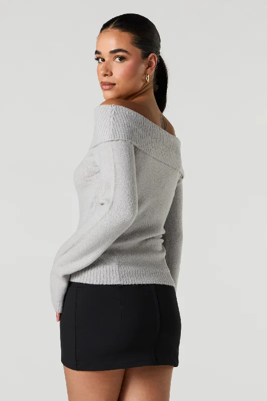 Mossy Knit Off Shoulder Sweater