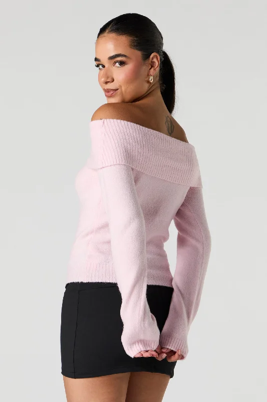 Mossy Knit Off Shoulder Sweater